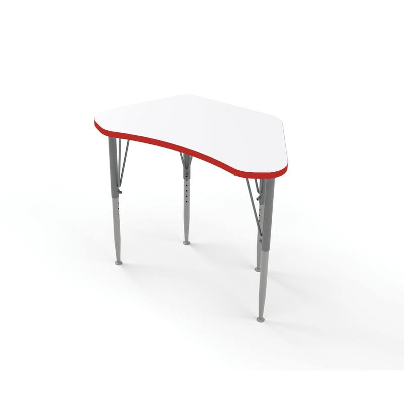 Tot Mate Versa Kids Desk Wing Shape Small Laminate Surface 29.75" x 16.75" Classroom Table - Adjustable Height 14-23" - Red