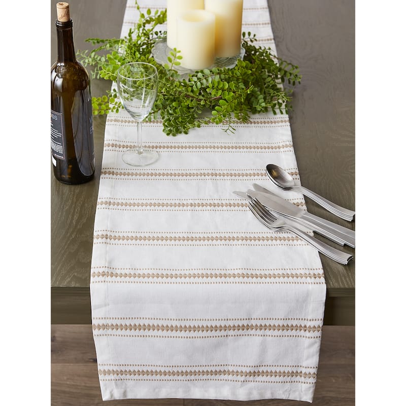 DII French Blue Zig Dobby Stripe Table Runner