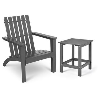 Costway 2PCS Patio Adirondack Chair Side Table Set Solid Wood Garden ...