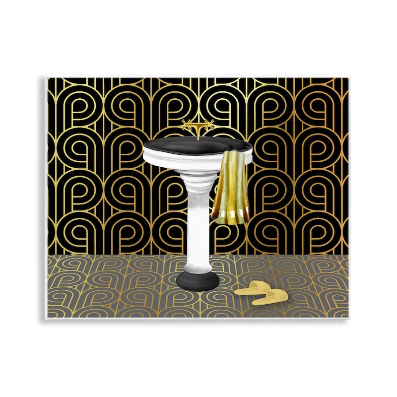 Stupell Bathroom Sink Deco Style Wall Plaque Art Design By Conrad Knutsen - 14 x 11