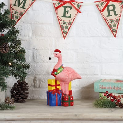 10" Ceramic Beach Flamingo