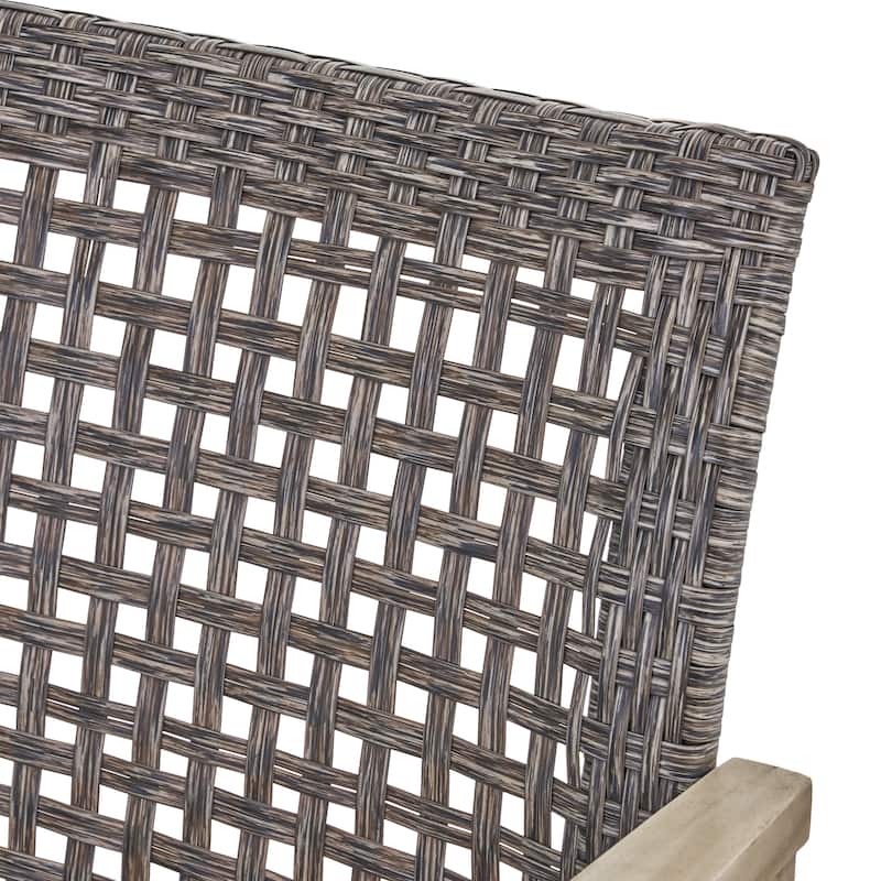 2-Piece Outdoor Acacia Wood Wicker Club Chairs-Faux Rattan Seating