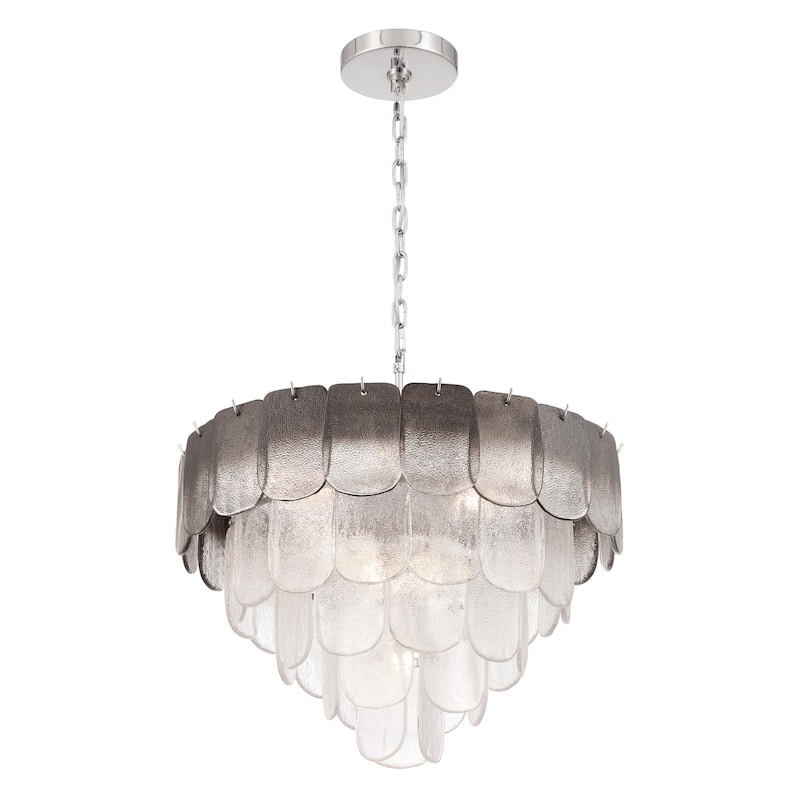 Artcraft Bianca Chandelier - Polished Nickel - 24.8" D x 24.8" W x 17.8" H - Crystalline Smoke