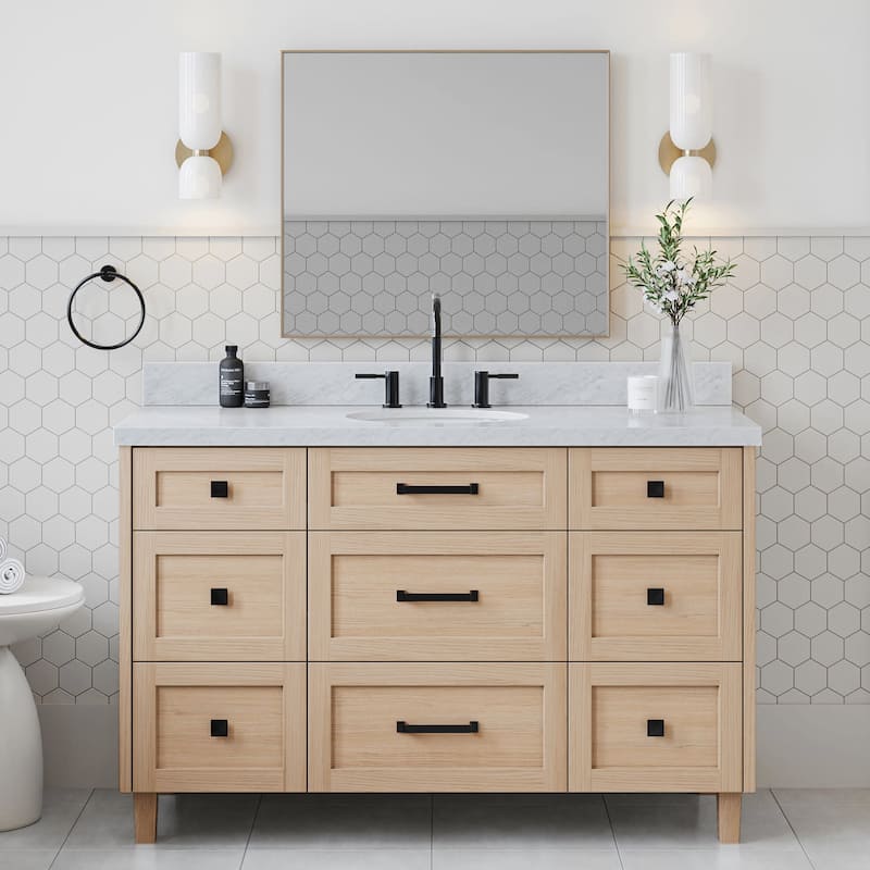 Ariel B55CWOVO Monroe 55" Free Standing Single Basin Vanity Set with - White Oak