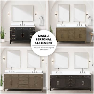 Laurel 48 in W x 22 in D Black Oak Single Bath Vanity, Cultured Marble Top, and 46 in Mirror