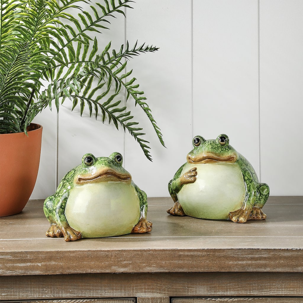 6.5" Terracotta Sitting Bull Frog Set of 2