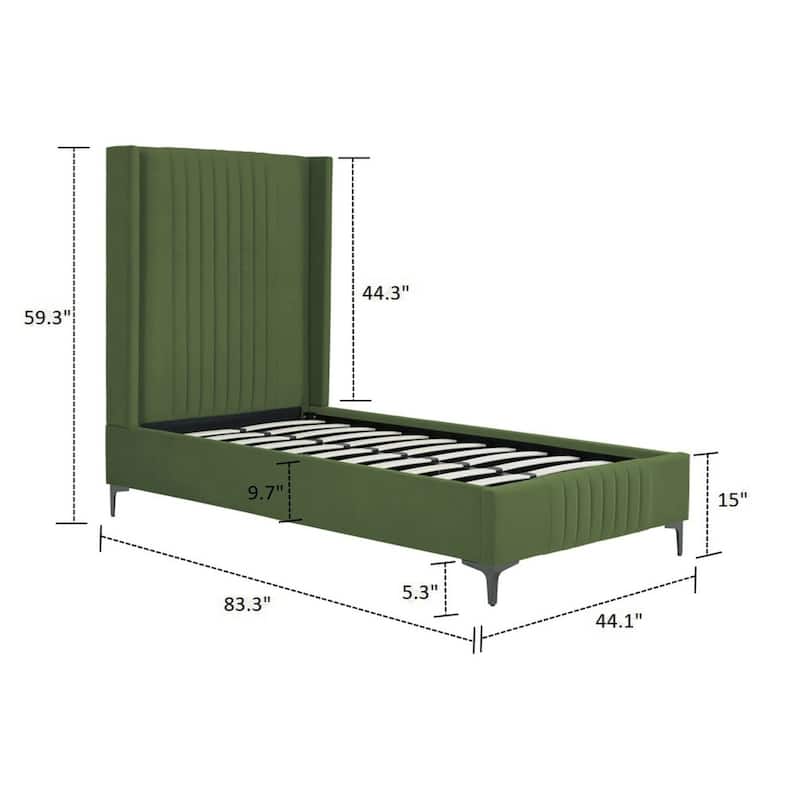 Manhattan Comfort Promenade Mid-Century Modern Velvet Upholstered Bed
