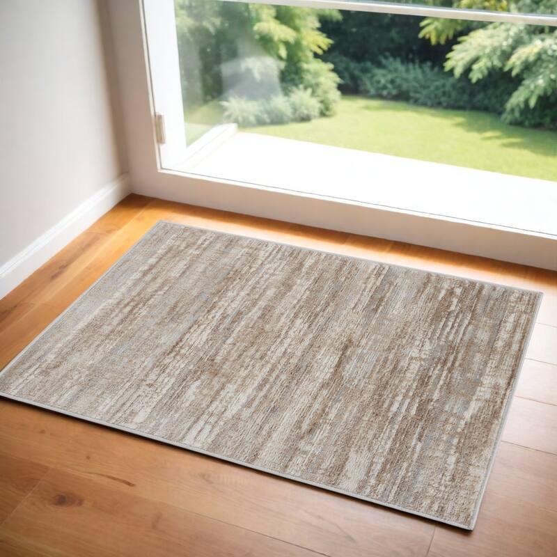 Buke Power Loomed Abstract Modern Non Skid Stain Resistant Low Pile Area Rug By HomeRoots - 36' X '24' X '0.25 - Lavender/Ivory - Rectangle
