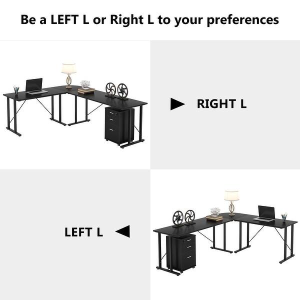L Shaped Home Office Desk with File Cabinet - Bed Bath & Beyond - 32973971