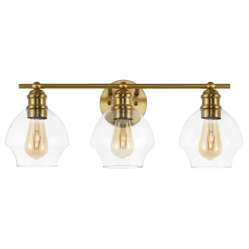 SAFAVIEH Hayam 3-Light Bathroom Vanity Wall Sconce (LED Bulbs Included) - 22.5 In. W x 7.25 In. D x 9.25 In. H - 23Wx7Dx9H