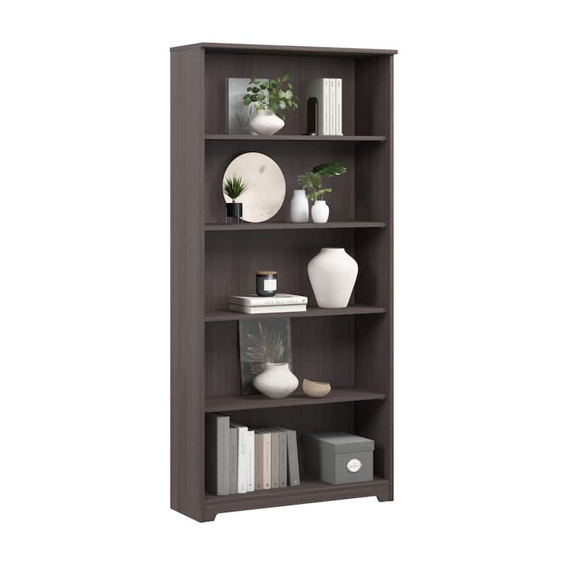 Bush Furniture Cabot Tall 5 Shelf Bookcase with Adjustable Shelves - Heather Gray