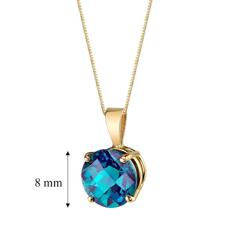 14k Yellow Gold Round Cut 2.35 cts Created Alexandrite Pendant