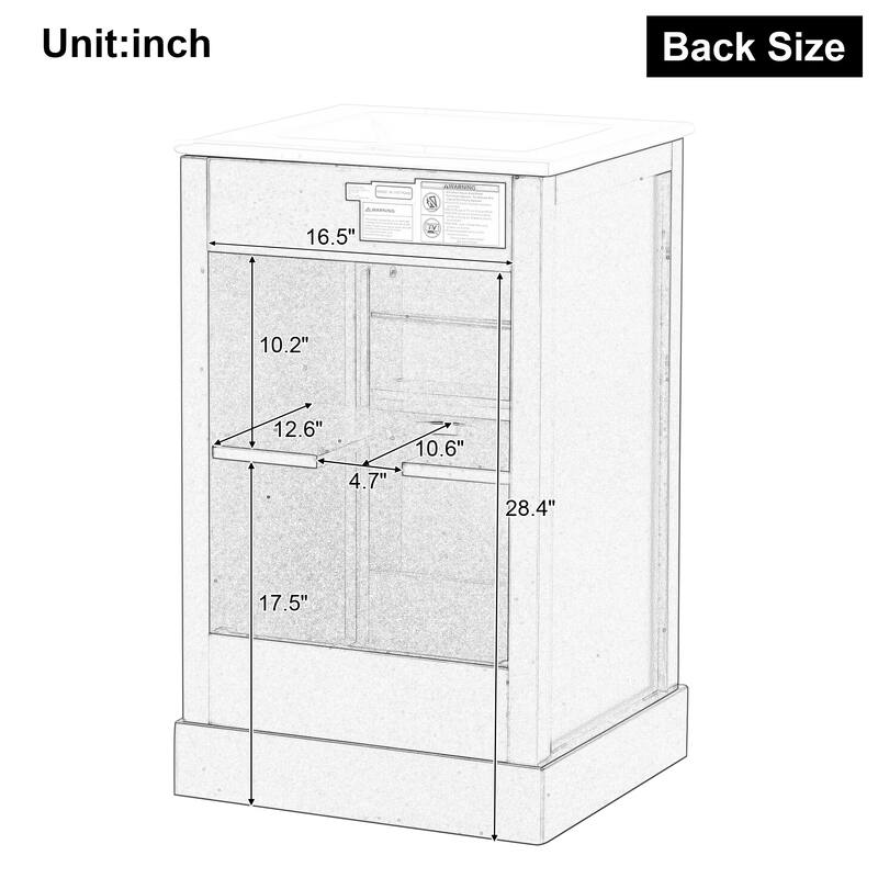 20 in. W Freestanding Bathroom Vanity with White Ceramic Sink and Storage Rack