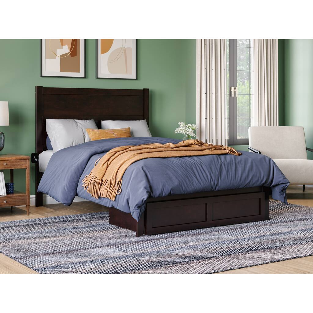 NoHo Full Platform Bed with Foot Drawer in Espresso
