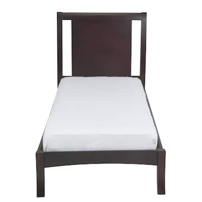 Fang King Size Bed, Sleigh Panel Headboard, Espresso Brown Mahogany Wood