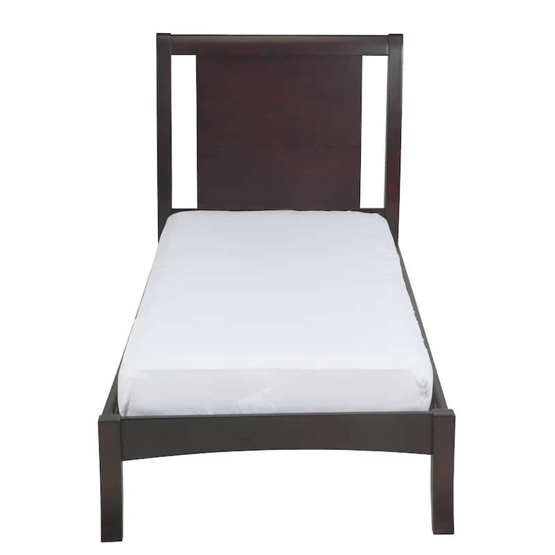 Fang Queen Size Bed, Sleigh Panel Headboard, Espresso Brown Mahogany Wood