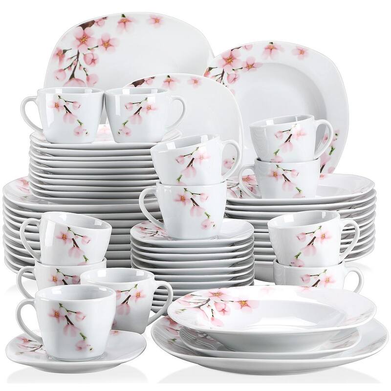 VEWEET Annie Porcelain Elegant Dinnerware Set - 60 Piece