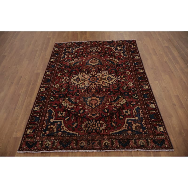 Hand Knotted Oriental 100% Wool Carpet Traditional Floral Oranges & Rust Bakhtiari Area Rug - 6' 4'' X 4' 10''