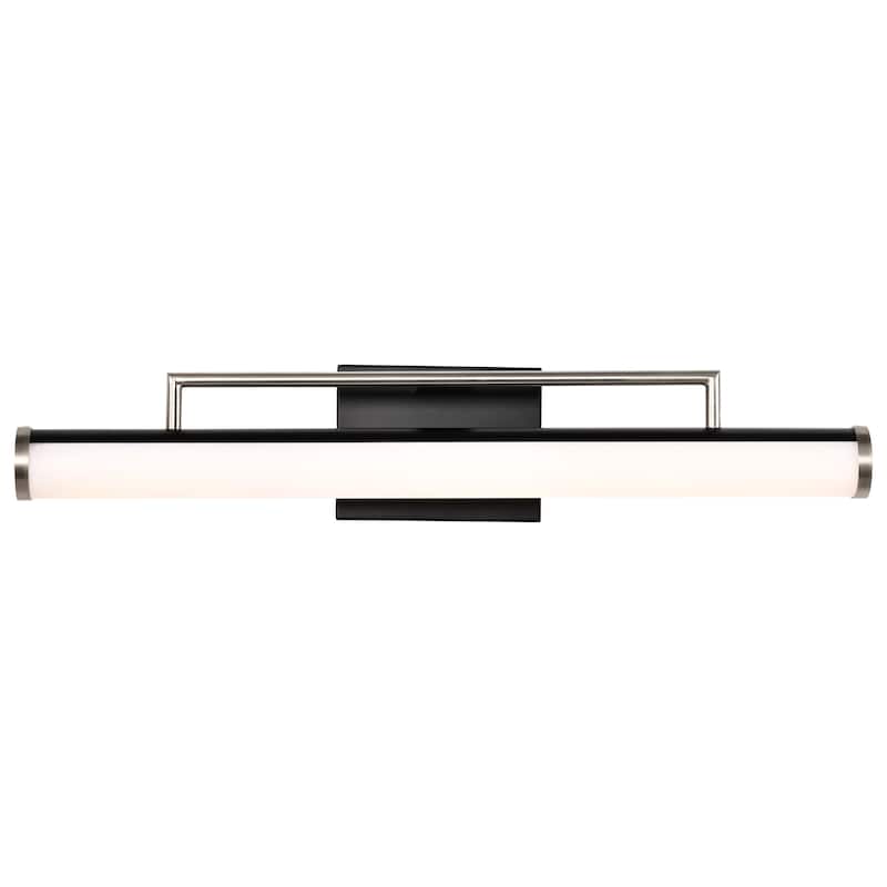 Solano LED Medium Vanity Black and Brushed Nickel Finish White Acrylic Lens