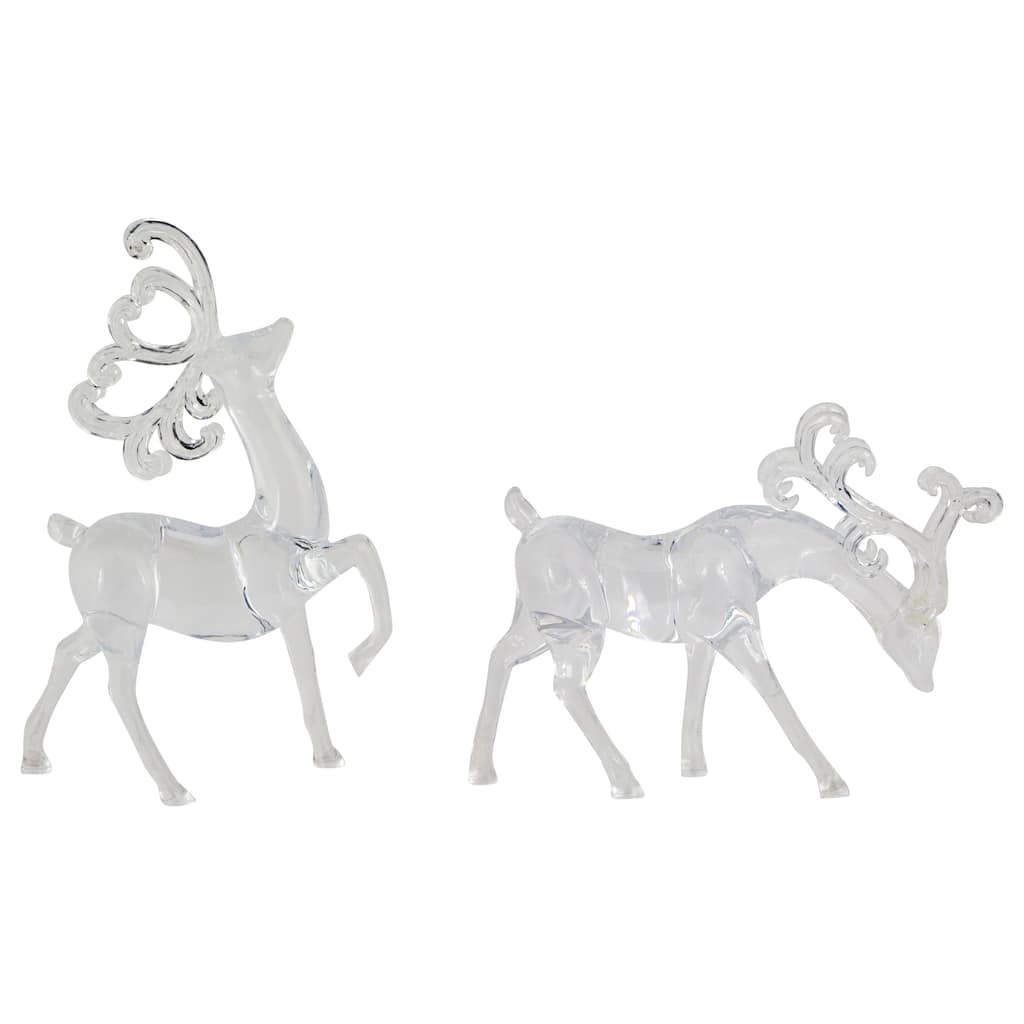 Set of 2 Clear Standing Reindeer Christmas Figurines 9.25-Inch - 9.25"