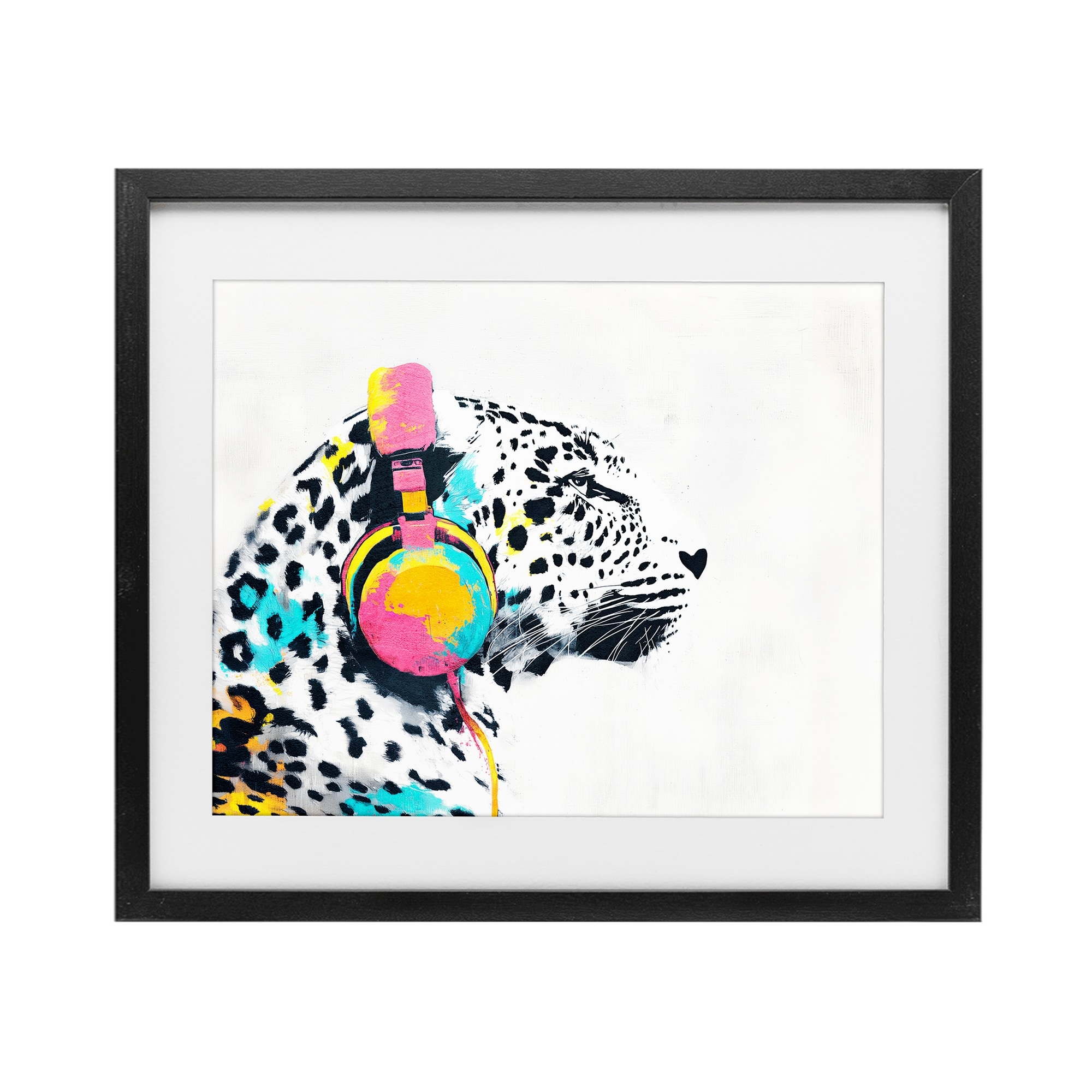 Stupell Leopard On Air Headphones Under Glass Framed Design By Svetlana Aleynikova
