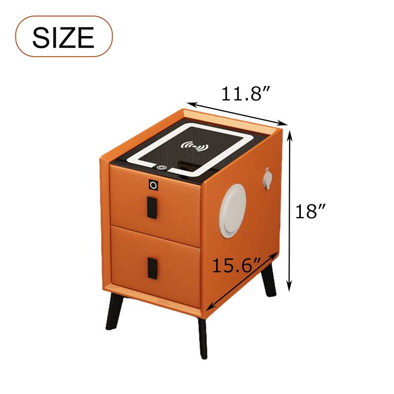 Sunset Orange Smart Nightstand with Wireless Charging