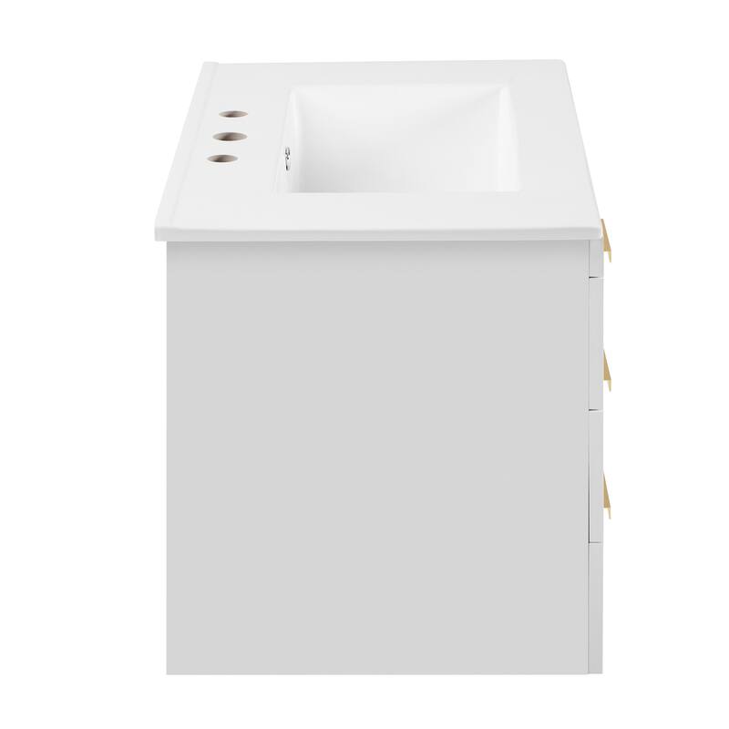 30" Wall Mounted Bathroom Cabinet with Side Cabinet Combo, Bathroom Cabinet with Soft-Closing Door and Drawers