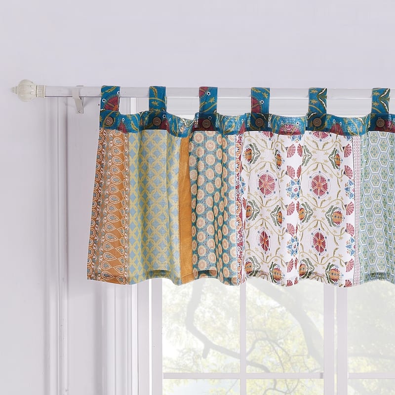 Greenland Home Fashions Thalia Tab-Top Style, Velvet-Embellished Window Valance, 84 W x 21 L