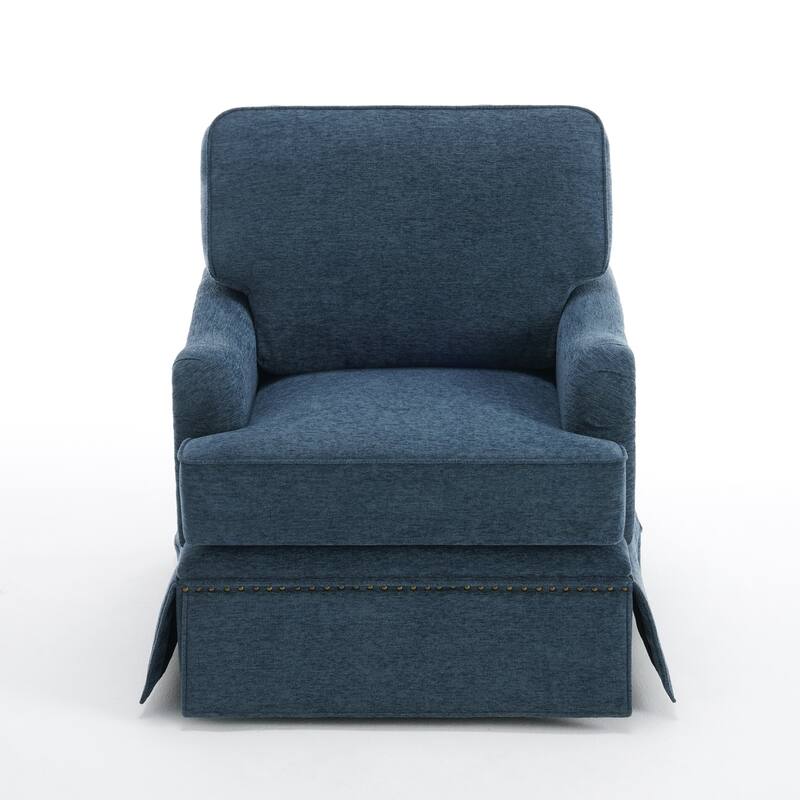 Chenille Swivel Accent Chair with Nailhead Trim Skirt