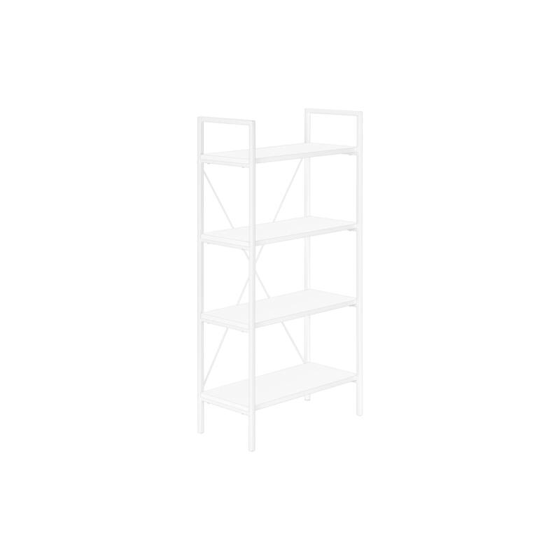 Modern 4 Tier Bookshelf, Contemporary 48"H Metal Frame Bookcase, for Living room Office, Bedroom - White