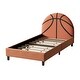 preview thumbnail 4 of 6, Basketball Upholstered Twin Bed, Sports Bed for Kids & Teens, No Box Spring Needed, Orange