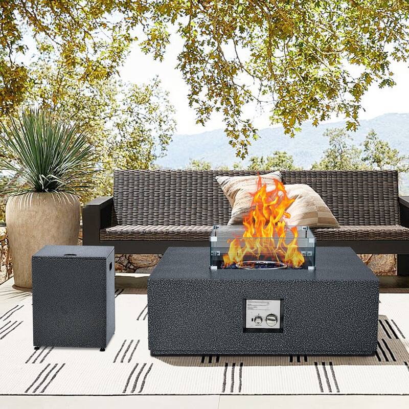 Outdoor 36/48''Propane Gas Fire Pit Table with 16in Tank Cover