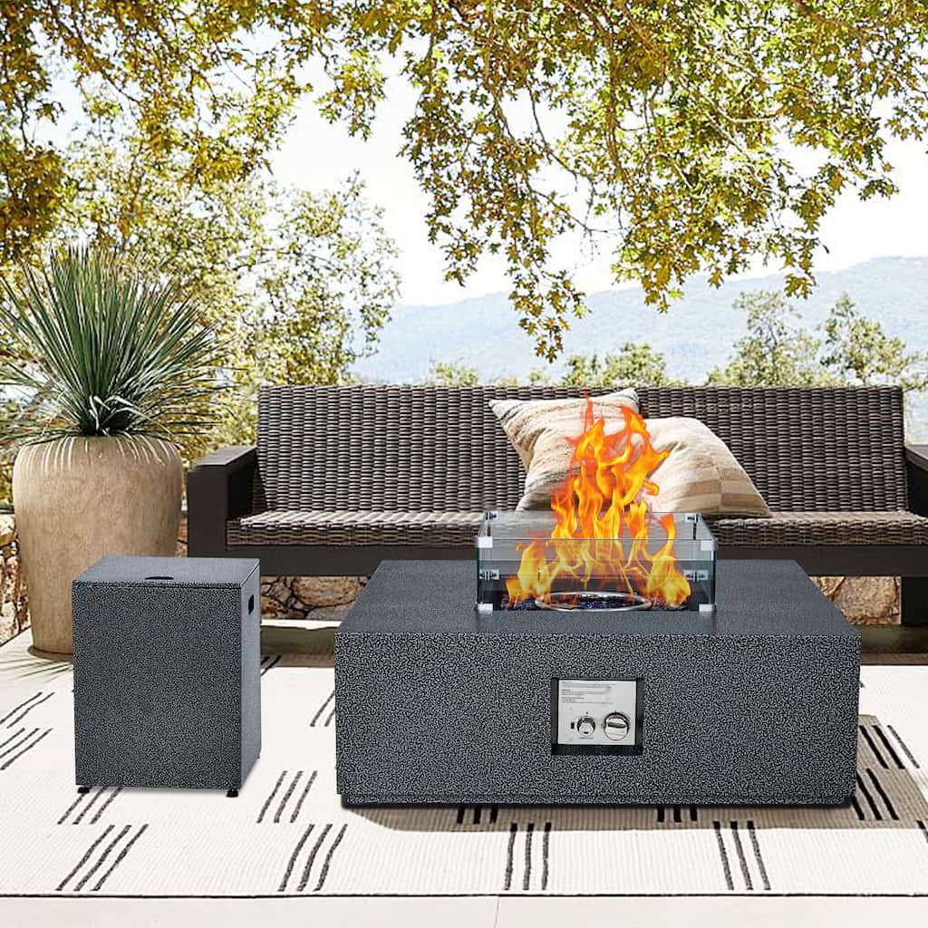 Outdoor 36/48''Propane Gas Fire Pit Table with 16in Tank Cover