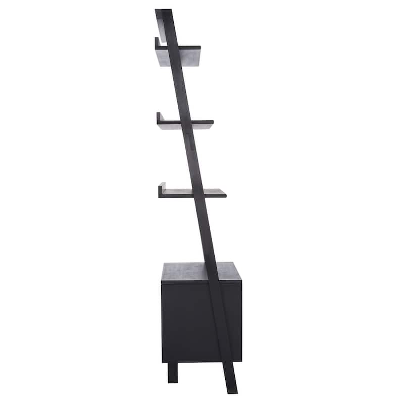 SAFAVIEH Ilianka Natural/Charcoal 3-Shelf 1 Door Etagere - 25" W x 15.4" L x 72" H - 25Wx15Dx72H