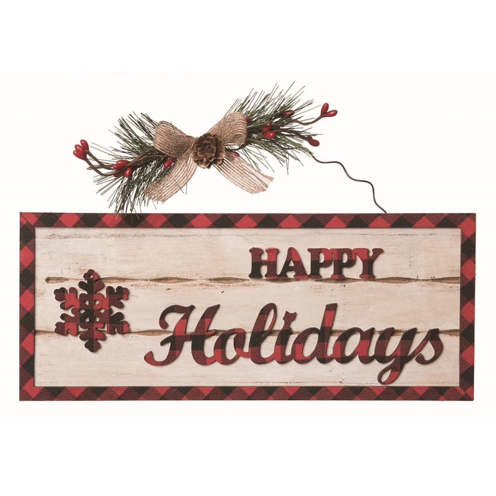 Transpac Floral Multicolored Christmas Buffalo Check Decor