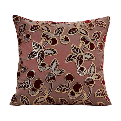 Violet Linen Heritage Vintage Cherry Flower Pattern , 18 Inch x 18 Inch, Square, Decorative Cushion Cover