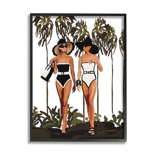 Stupell Beach Babes Strolling Tropical Summer Beach Adventure Framed