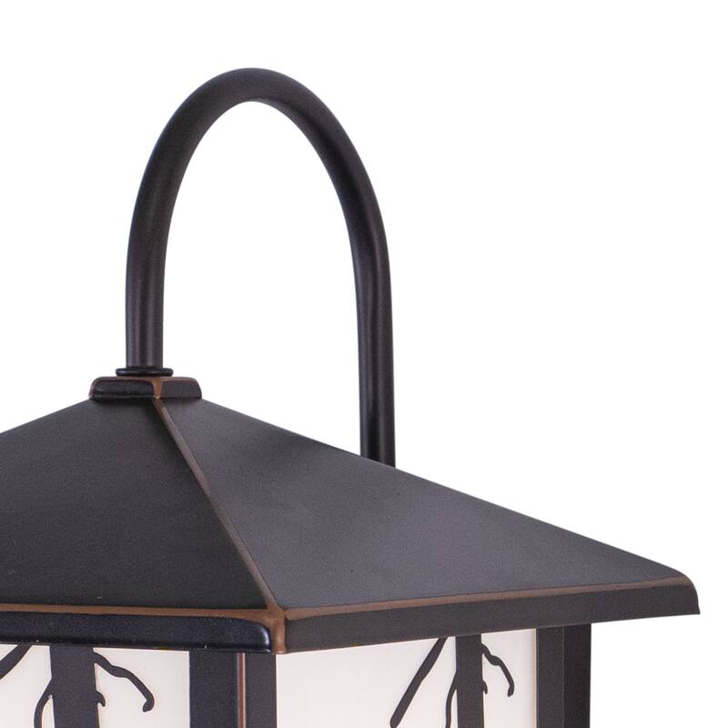 Bozeman 1 Light Bronze Rustic Bear Tree Outdoor Wall Lantern White Glass - 8-in W x 12.5-in H x 9-in D