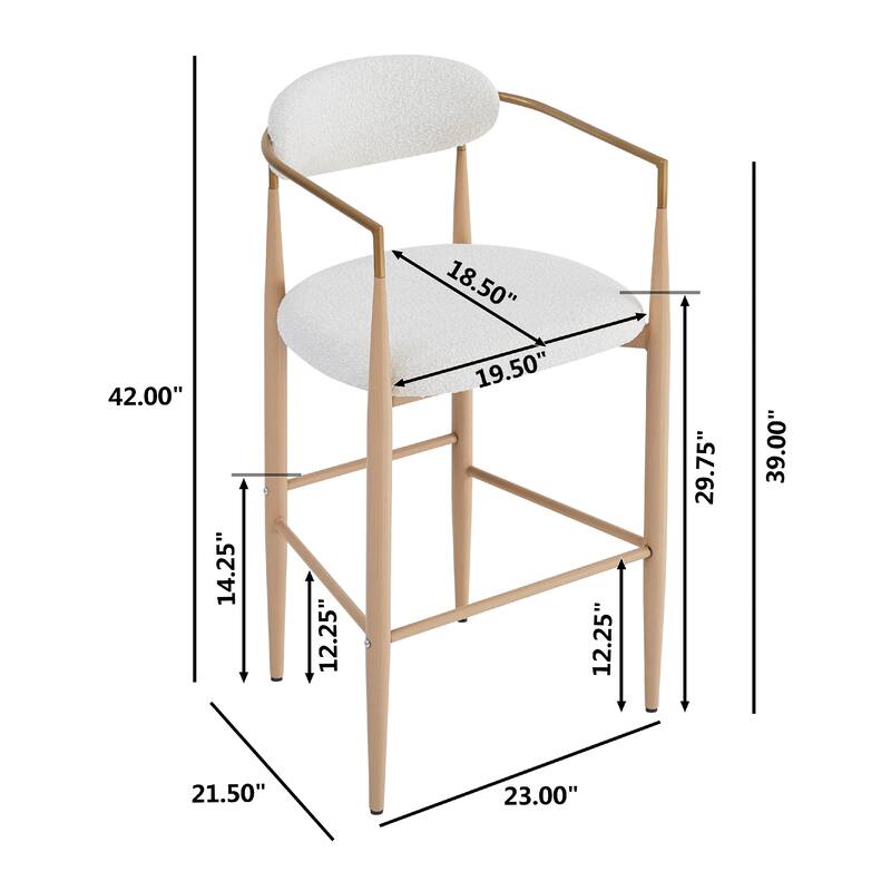 Barstools Set Of 2,Upholstered Bar Stools With Back