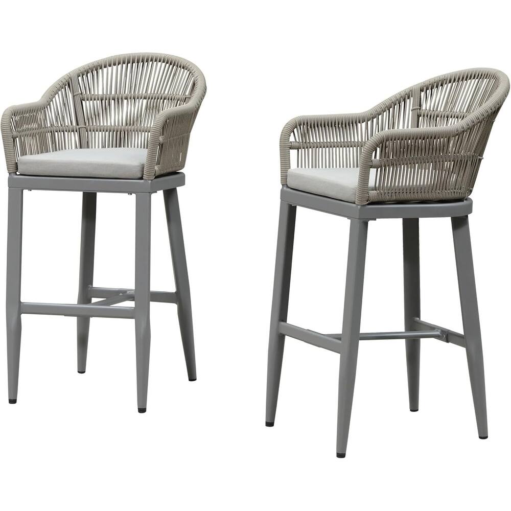 PURPLE LEAF Outdoor Dining Chairs Set of 2 Patio Counter Height Bar Stool with Cushion