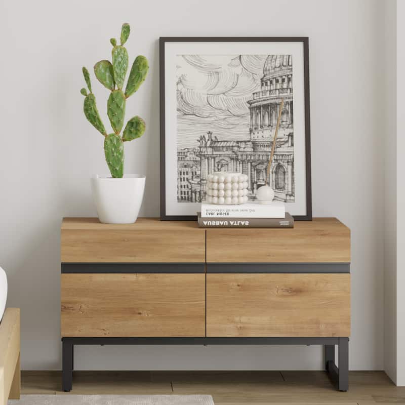 WAMPAT Modern TV Stand Entertainment Center TV Console with Storage Cabinets