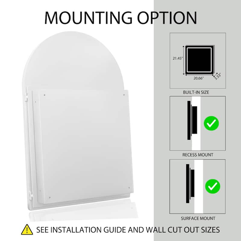24X36 Inch Arched Recessed Medicine Cabinet