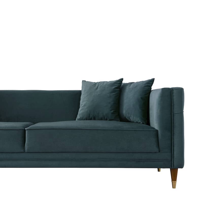 Macey Mid-Century Modern Rectangular Pillow Back Velvet Sofa