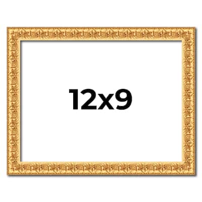 12x9 Frame Gold Real Wood Picture Frame Width 1 inches | Interior