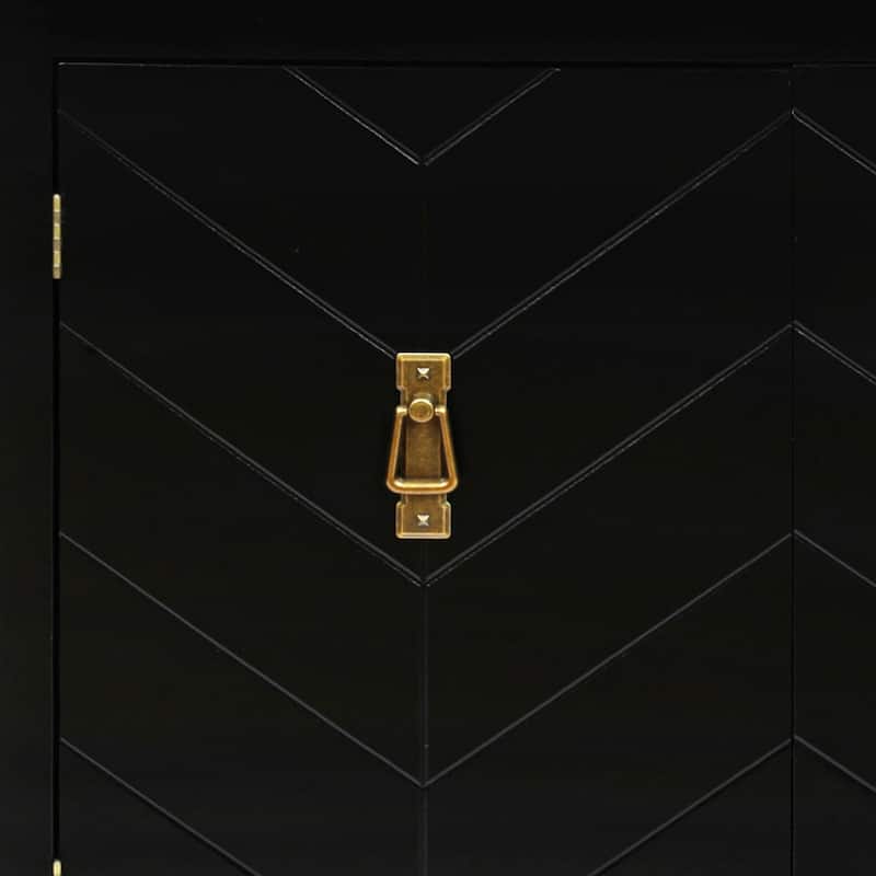 Modern Elegant Wooden Storage Cabinet with Antique Brass Coloured Metal Handles