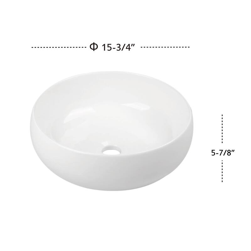 Dowell Ceramic Vessel Sink, Globe, Gloss White - 16Wx16Dx6H