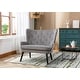 preview thumbnail 1 of 7, Modern High Back Accent Chair, Comfortable Fabric Padded Seat, Button Tufting Teal