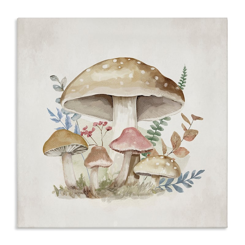 Stupell Neutral Cottage Mushrooms Canvas Wall Art Design By Mollie B. - 24 x 24