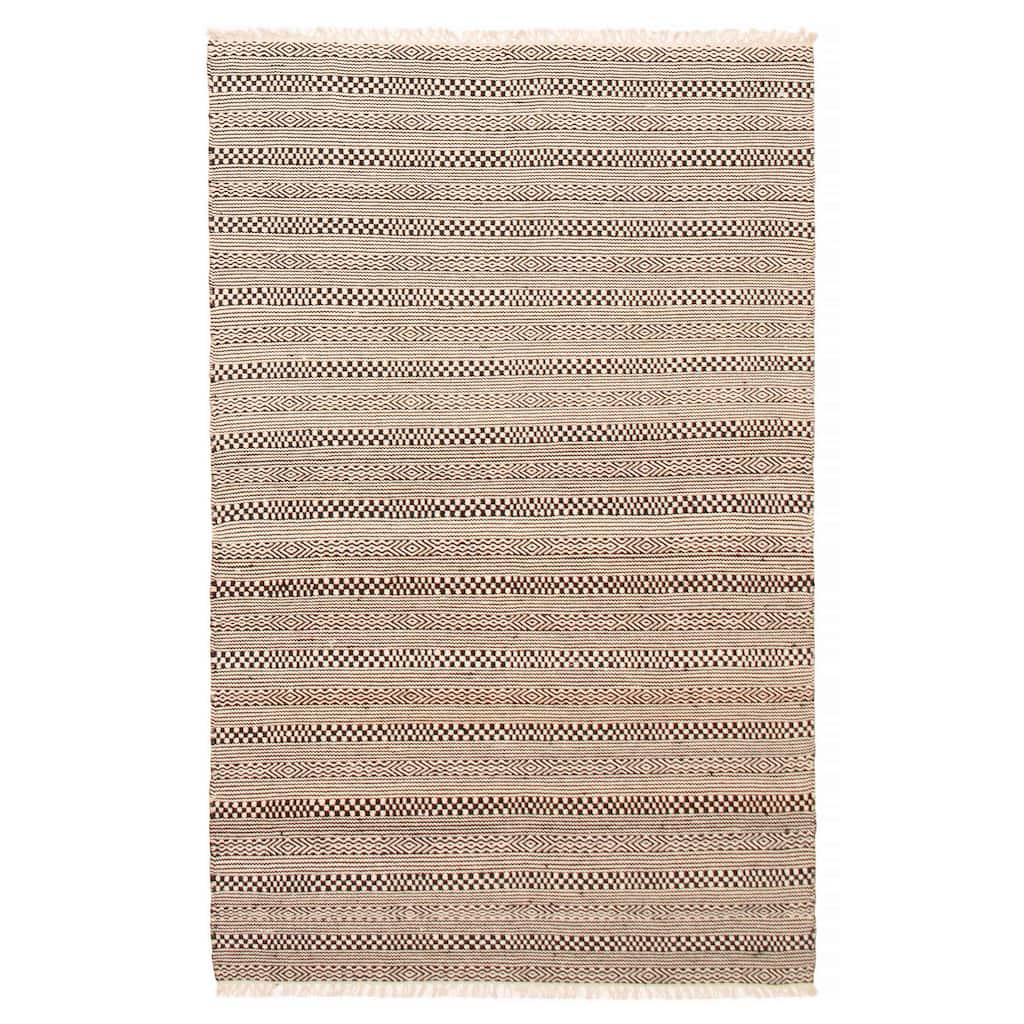 Nevada Black, Cream Kilim 5'0" x 8'0" - 5'0 x 8'0