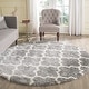 preview thumbnail 54 of 99, SAFAVIEH Montreal Shag Sadia 2-inch Thick Rug 6'7" Round - Grey/Ivory - Round